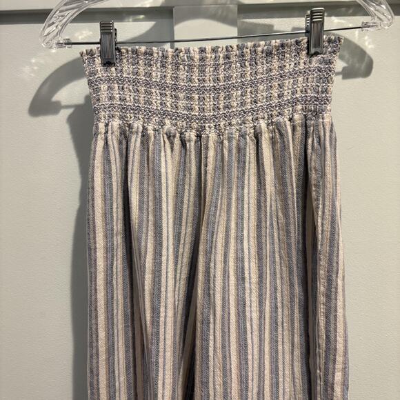 Rewash Pants Womens Medium Blue White Striped Linen Blend Smocked Waist Wide Leg - Picture 5 of 14